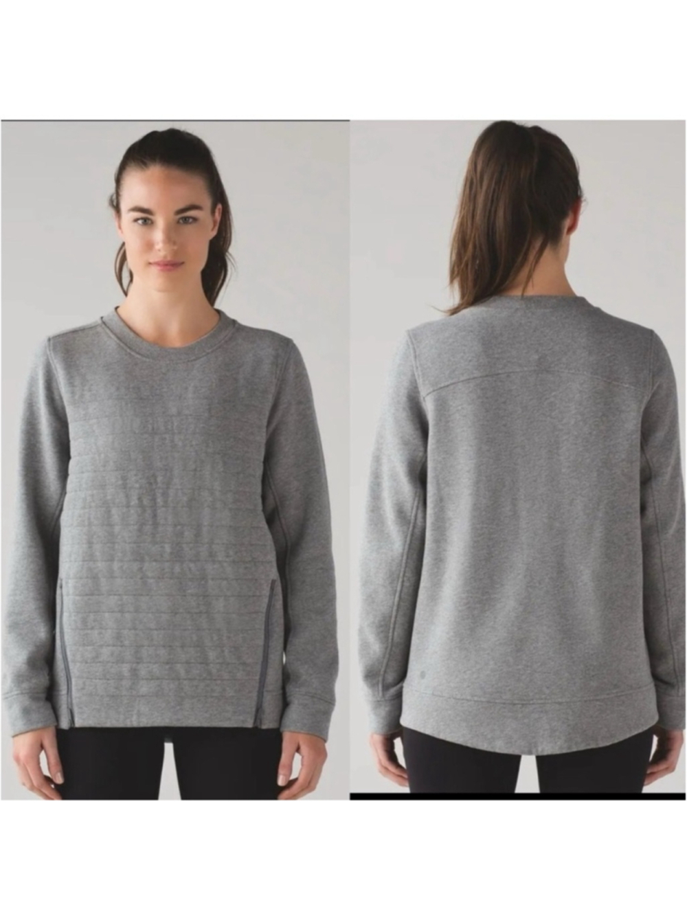 Lululemon Be True Crew Women's Grey quilted Sweater with side zippers side 4